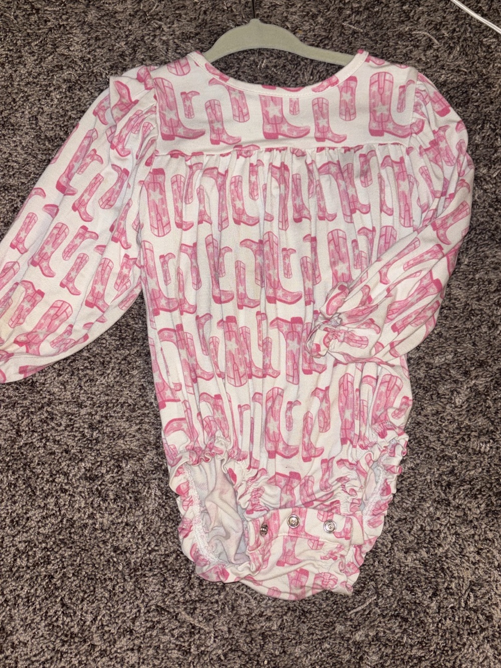 Bamboo Pink Cowboy Boot Print Long-Sleeve Baby Bodysuit